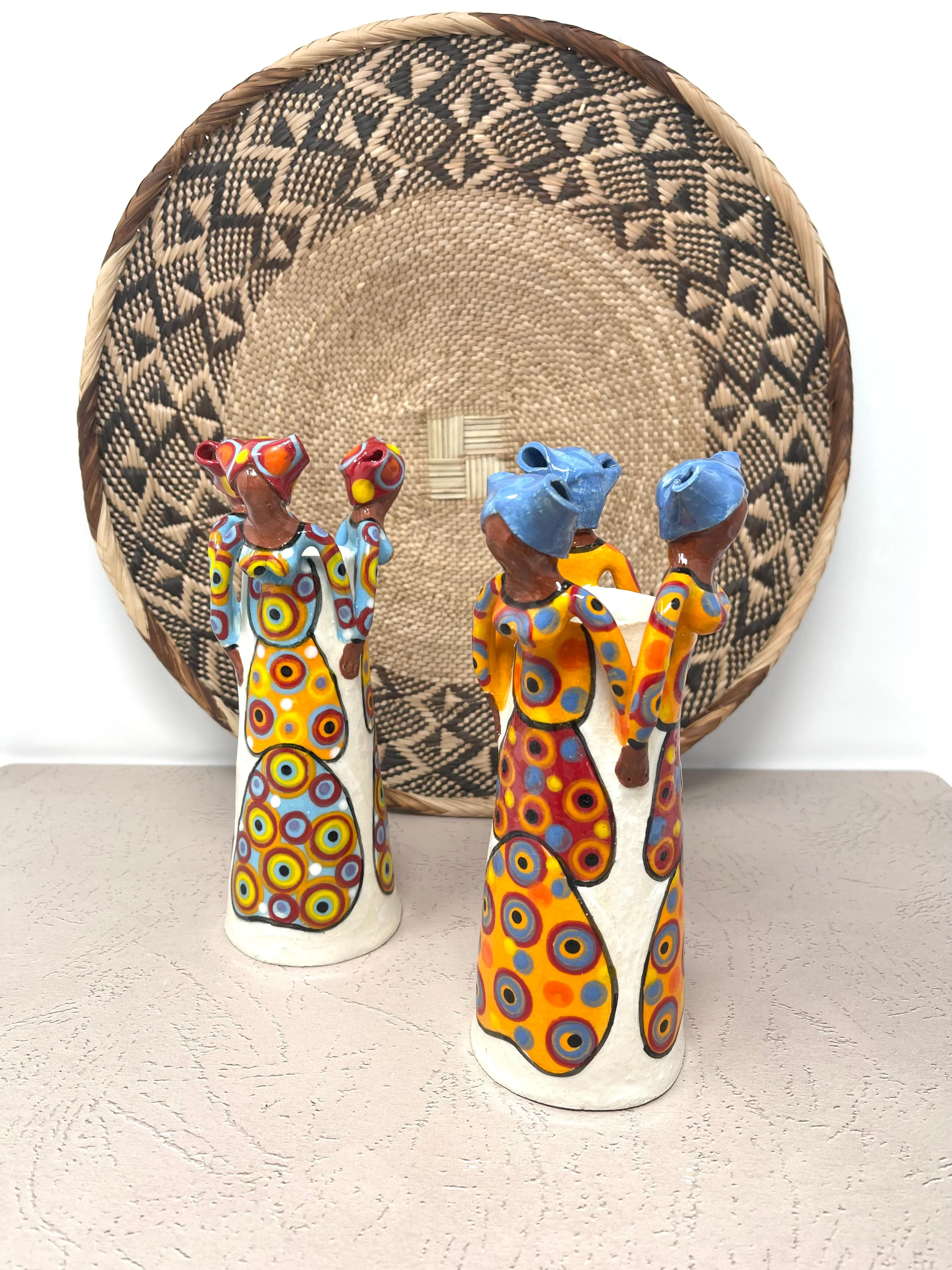 Ceramic 3 Lady Bright on White Ubuntu Vase - Image 4