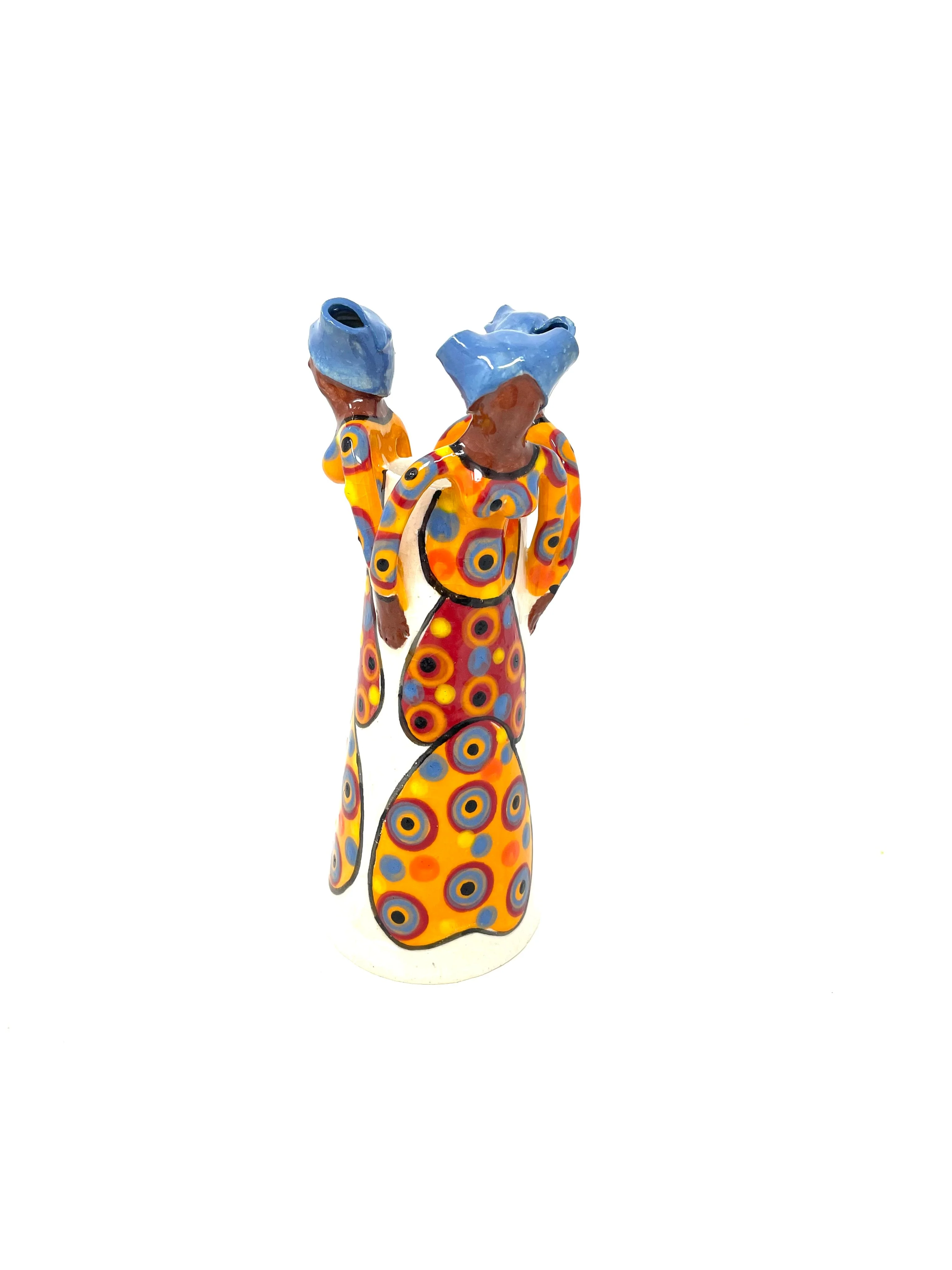 Ceramic 3 Lady Bright on White Ubuntu Vase - Image 5