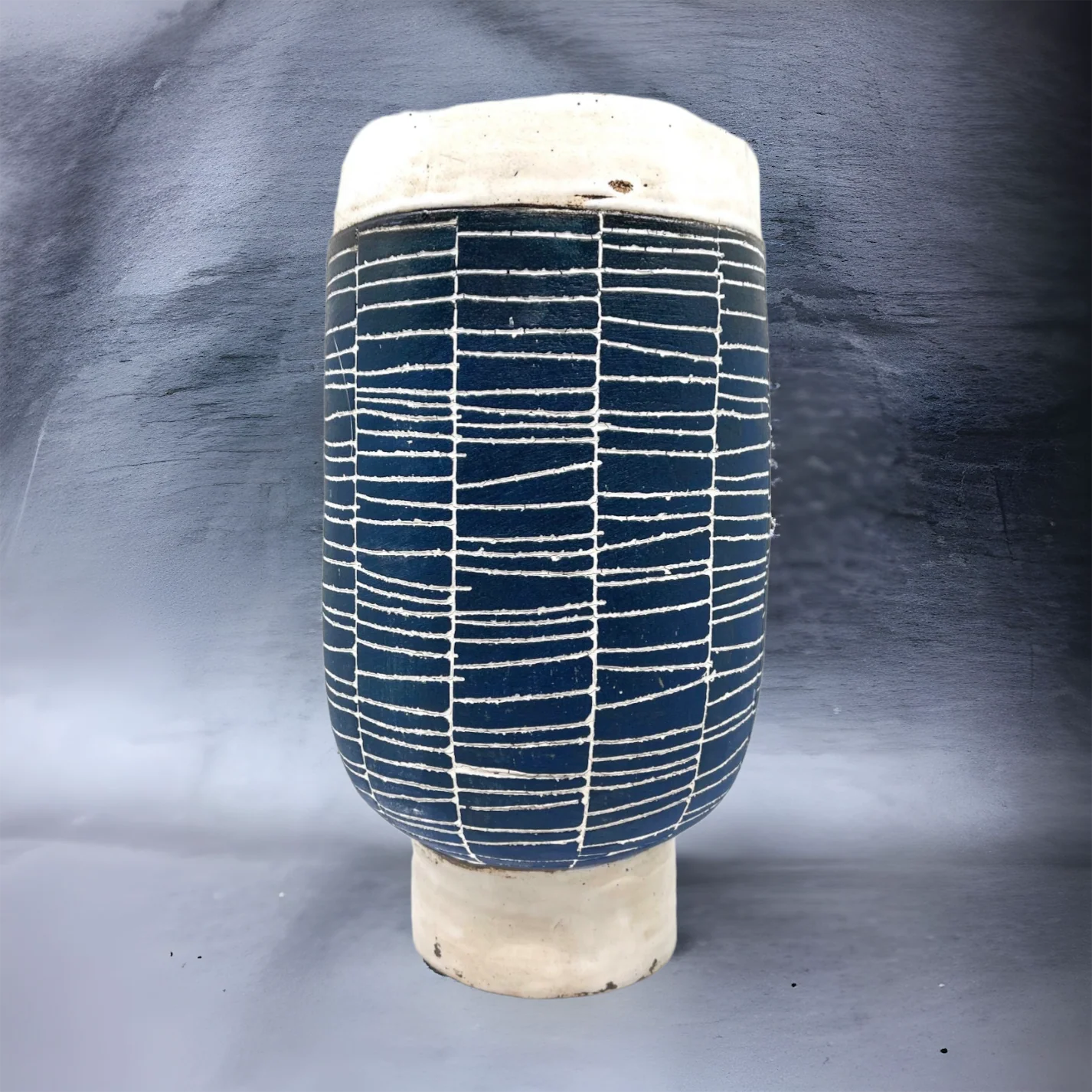 Ceramic African Large Blue Decorative Vase - Image 3