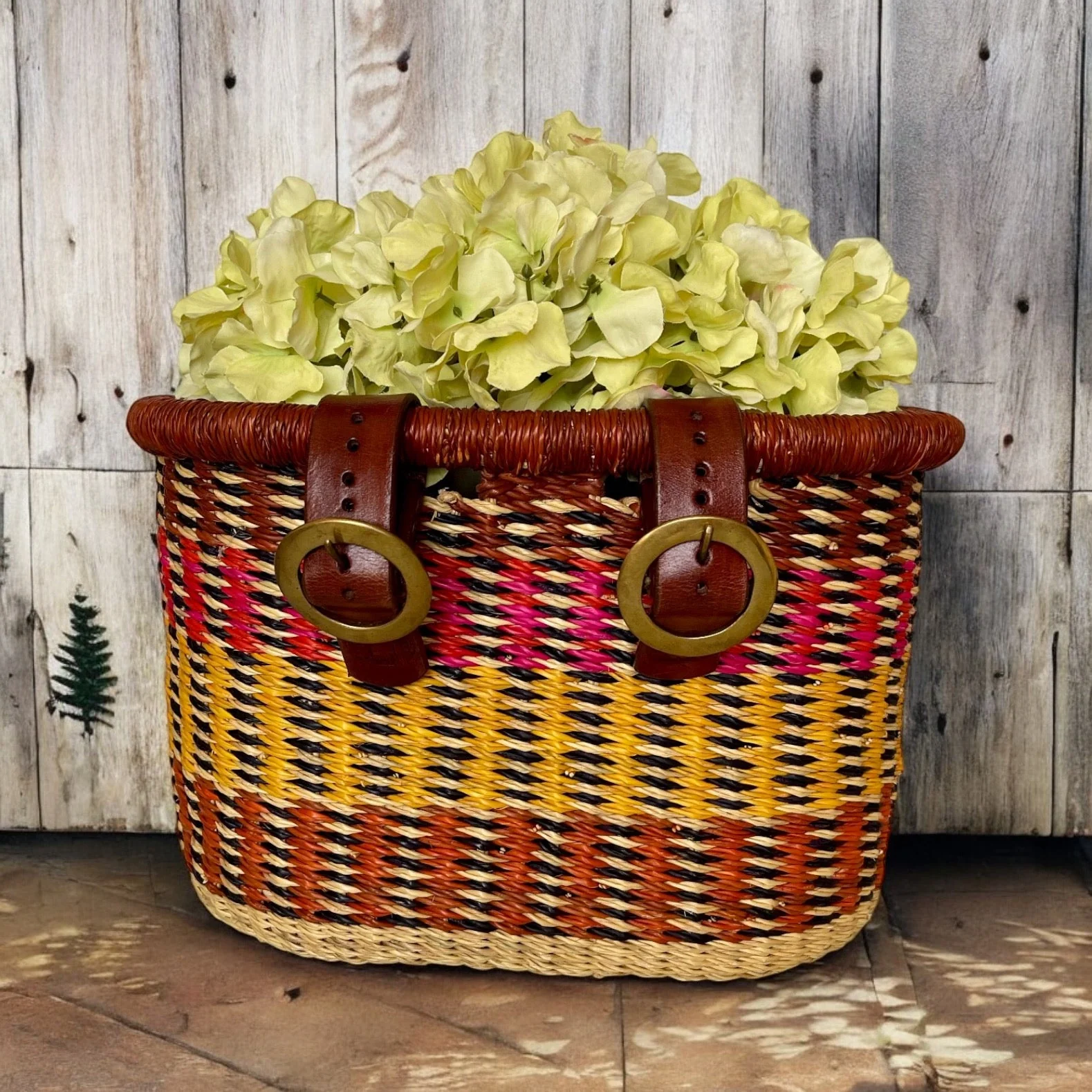 Ghanaian Handwoven Medium Bolga Bicycle Basket - Image 3