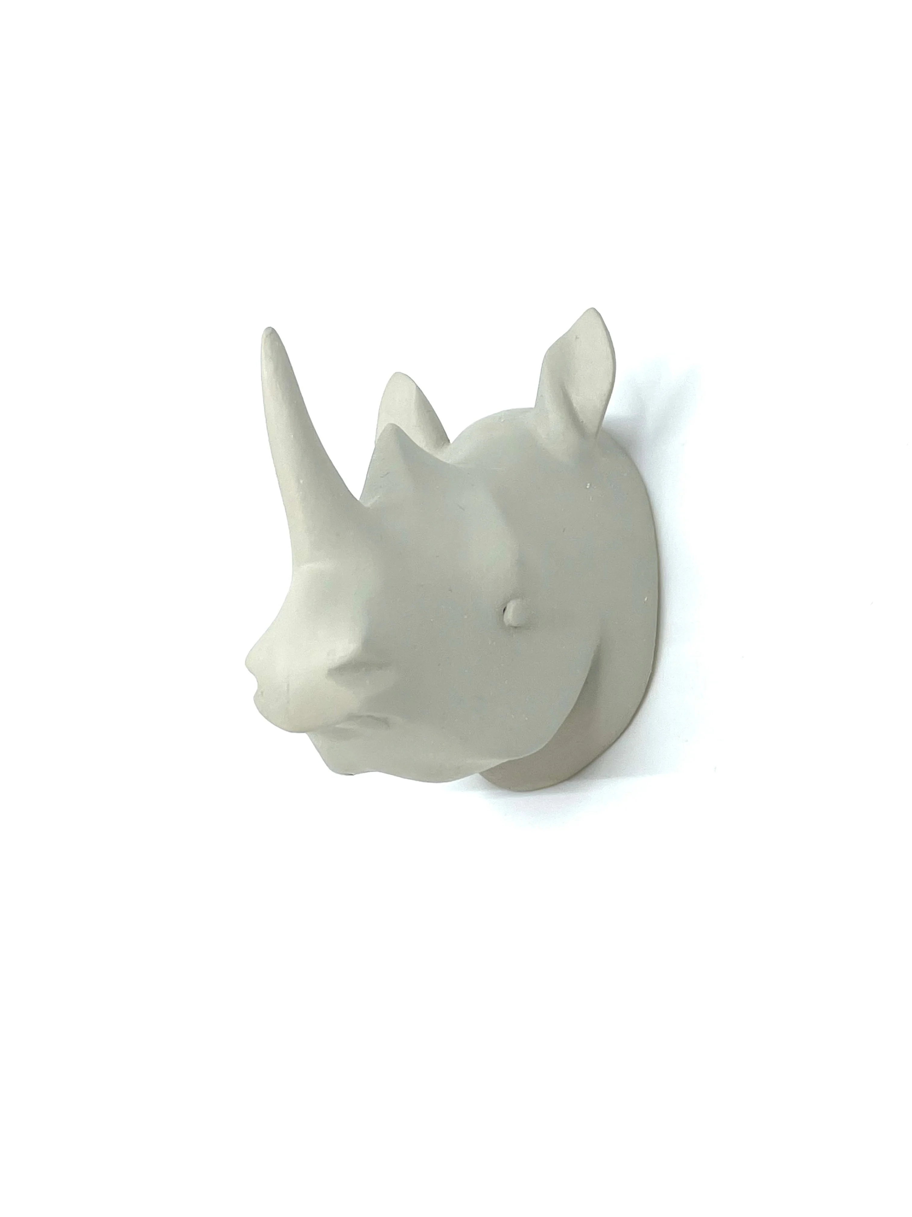 Small Hand Carved Jacaranda Rhino Head Wall Hanging - Image 4