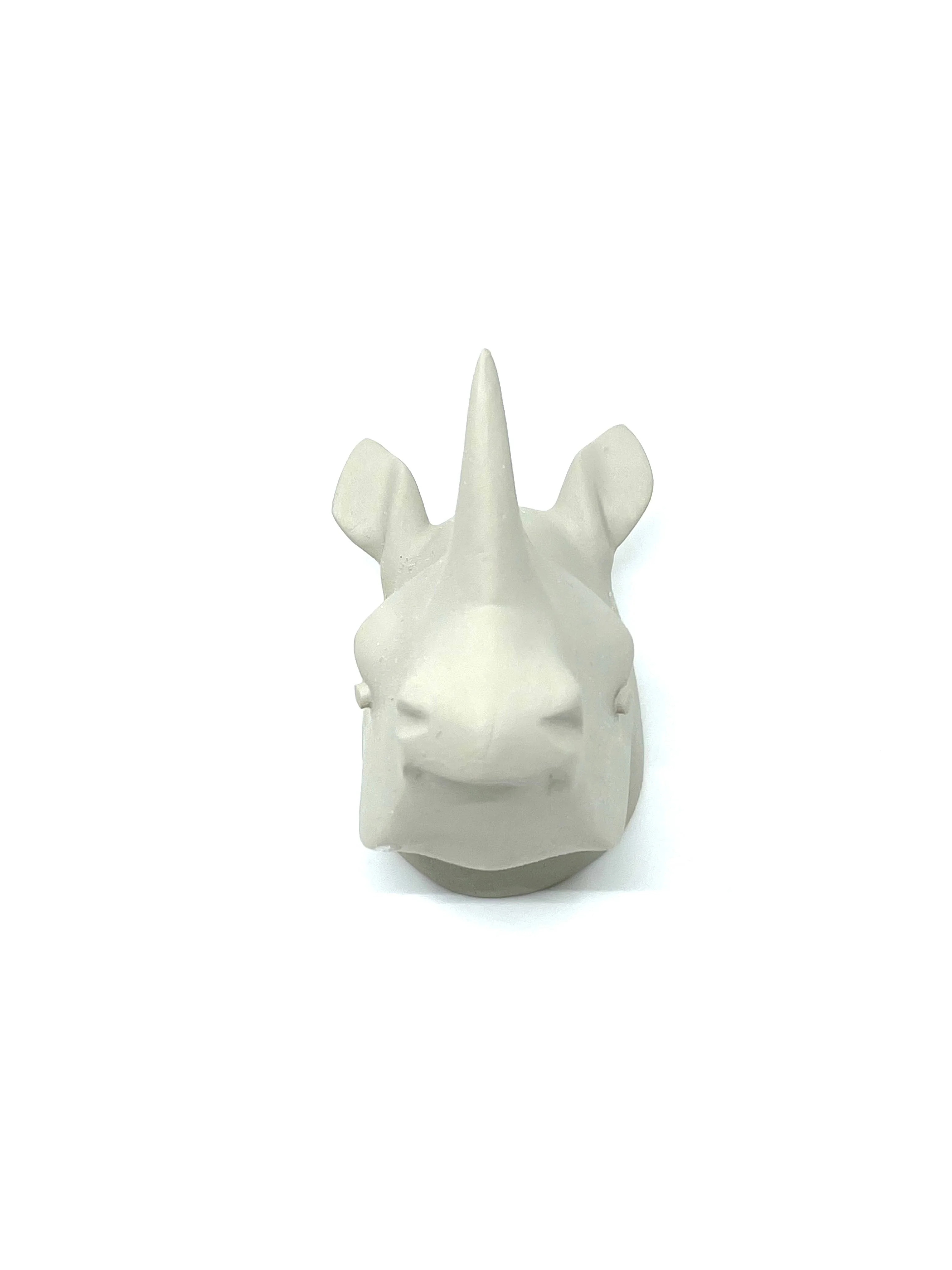 Small Hand Carved Jacaranda Rhino Head Wall Hanging - Image 5