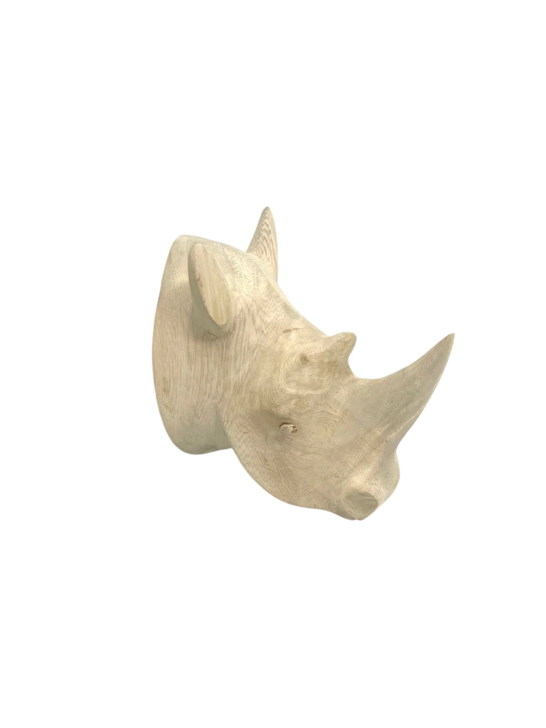 Small Hand Carved Jacaranda Rhino Head Wall Hanging - Image 8